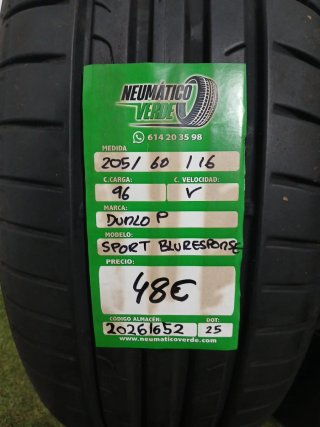 205 60 16 96V DUNLOP SPORT BLURESPONSE