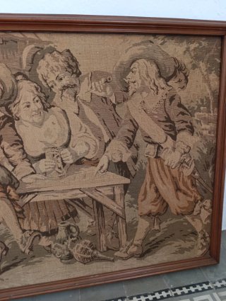 Tapiz Gobelino Personajes Época marco de madera