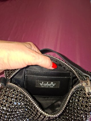 Bolso de fiesta El Caballo negro y plateado