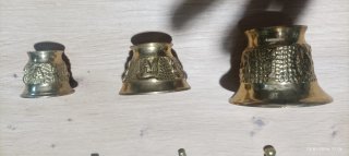 Juego de 3 morteros y mano de latón