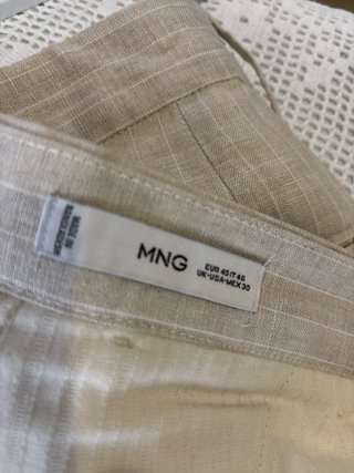 Pantalón lino Mango Talla 40 Beige
