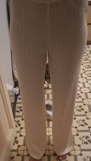 Pantalón ancho blanco Mango