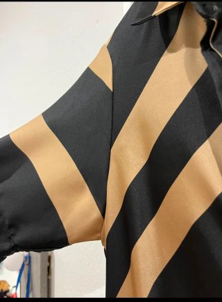 Vestido Zara Rayas Dorado y Negro Talla S