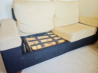Sofá Cama Beige y Negro
