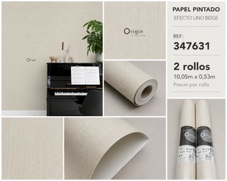 Papel Pintado Efecto Lino Beige Claro
