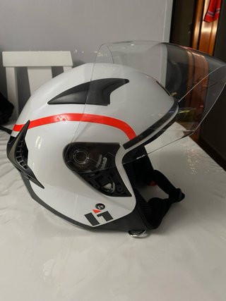 Casco Jet Hebo Talla M Blanco Naranja