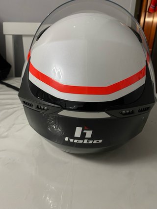 Casco Jet Hebo Talla M Blanco Naranja