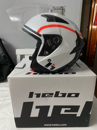 Casco Jet Hebo Talla M Blanco Naranja