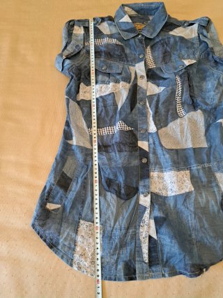 Camicia patchwork blu e bianca