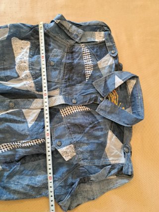 Camicia patchwork blu e bianca