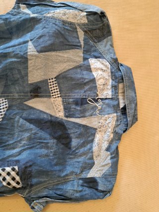 Camicia patchwork blu e bianca