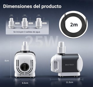 Bomba Sumergible Boxtech 25W 1500L/H