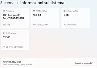 Portatile HP Victus 16" 16-r0006sl SSD 1TB Win11PR