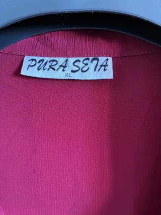 Camicia Pura Seta Donna Rossa