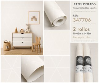 Papel Pintado Geométrico Blanco Roto