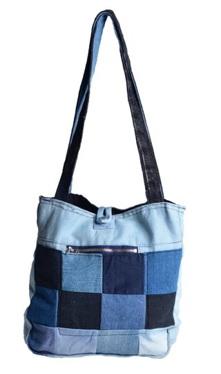 Bolso Patchwork Tela Azul y Negro