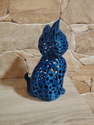 Figura Gato Estilo Voronoi Azul