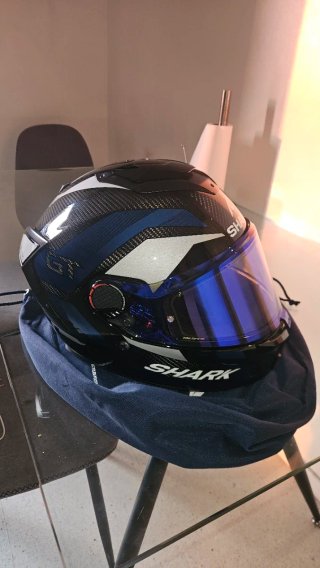Casco Shark Fibra Carbono Azul