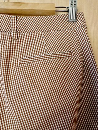 Pantaloni donna Vichy marrone e bianco TG 40