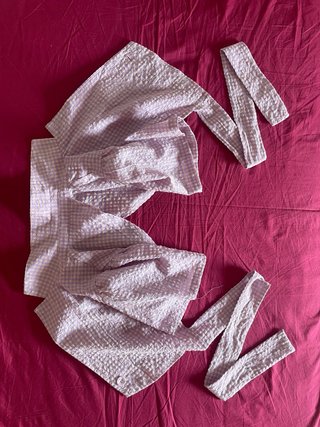 Top Zara Cuadros Vichy Morado Talla S