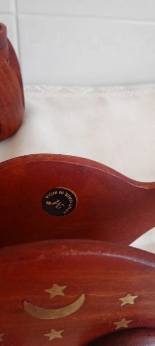 Posavasos madera tallada + 2 adornos