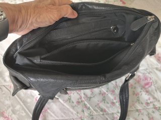Bolso Piel Negro Múltiples Bolsillos