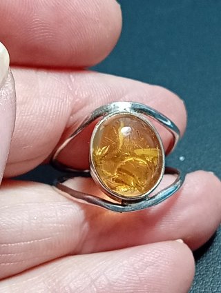 Anillo Plata Ley citrino rutilado