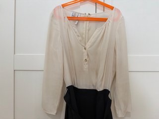 Vestido Mango Blanco y Negro Talla XS