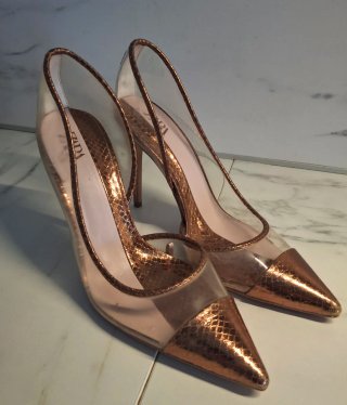 Zapatos Zara dorados y transparentes mujer