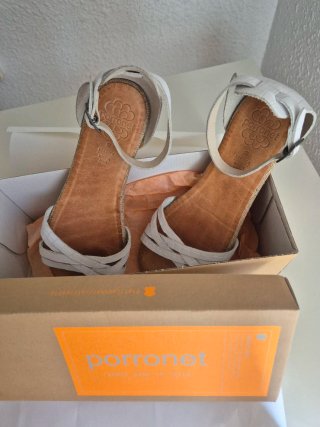 Sandalias Blancas Porronet de Piel Talla 37