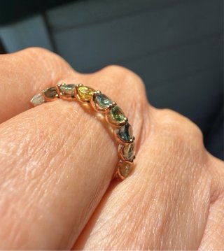 Anillo Oro 18k Media Alianza Zafiros multcolor