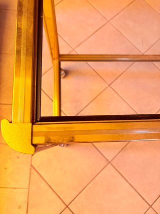Carrello bar dorato con 2 ripiani in vetro