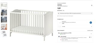 Cuna IKEA blanca con colchón de muelles ensacados