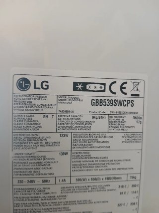 Piezas Frigorífico LG mod: GBB539SWCPS