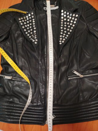 Cazadora Piel Negra Tachas Talla M