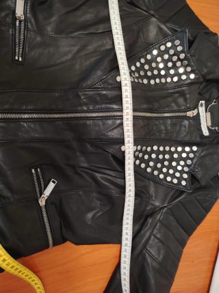 Cazadora Piel Negra Tachas Talla M