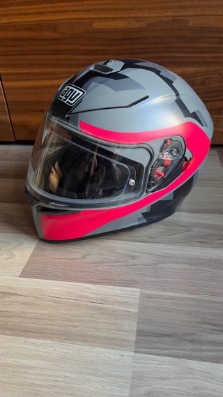 Casco AGV K3 SV Gris y Rosa (con visera solar)