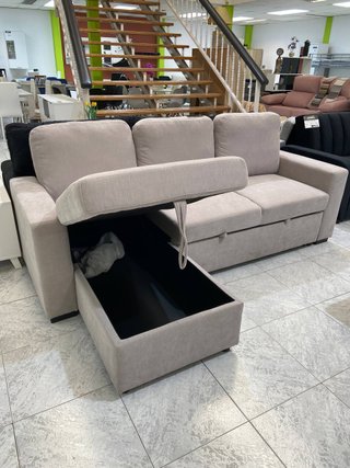 Sofá chaise longue beige con arcón NUEVO