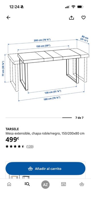 Mesa comedor extensible roble y metal