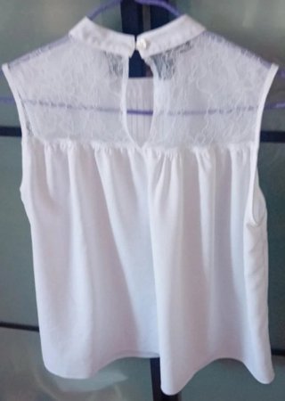 Blusa Pimkie Blanca Talla S Encaje Alt.63 Hombr.37