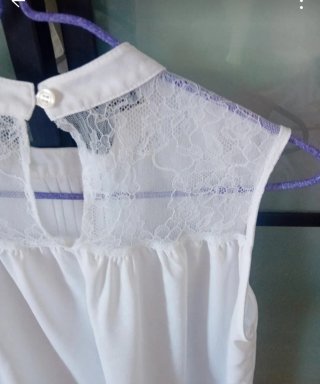 Blusa Pimkie Blanca Talla S Encaje Alt.63 Hombr.37