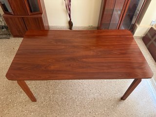 Mesa comedor extensible + 6 sillas + mueble bar.