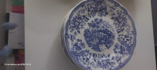 Juego de vajilla de porcelana azul
