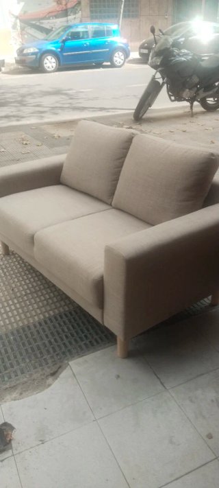 Sofá 2 plazas beige tela