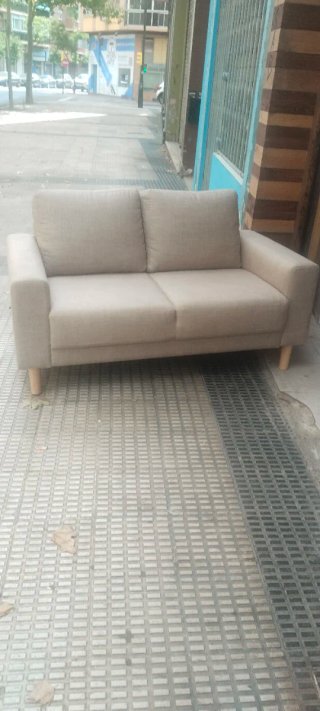 Sofá 2 plazas beige tela