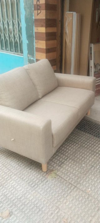 Sofá 2 plazas beige tela