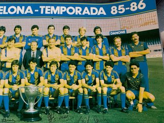 Póster original FC Barcelona 1985-86 con firmas