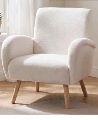 Poltrona Bouclé Bianco Teddy