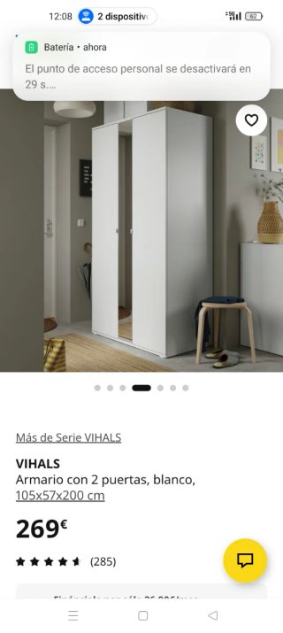 2 Armario VIHALS IKEA Blanco 2 Puertas
