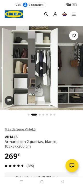 2 Armario VIHALS IKEA Blanco 2 Puertas